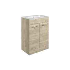 Pilton 610mm Two Door Floor Standing Unit and Basin Oak